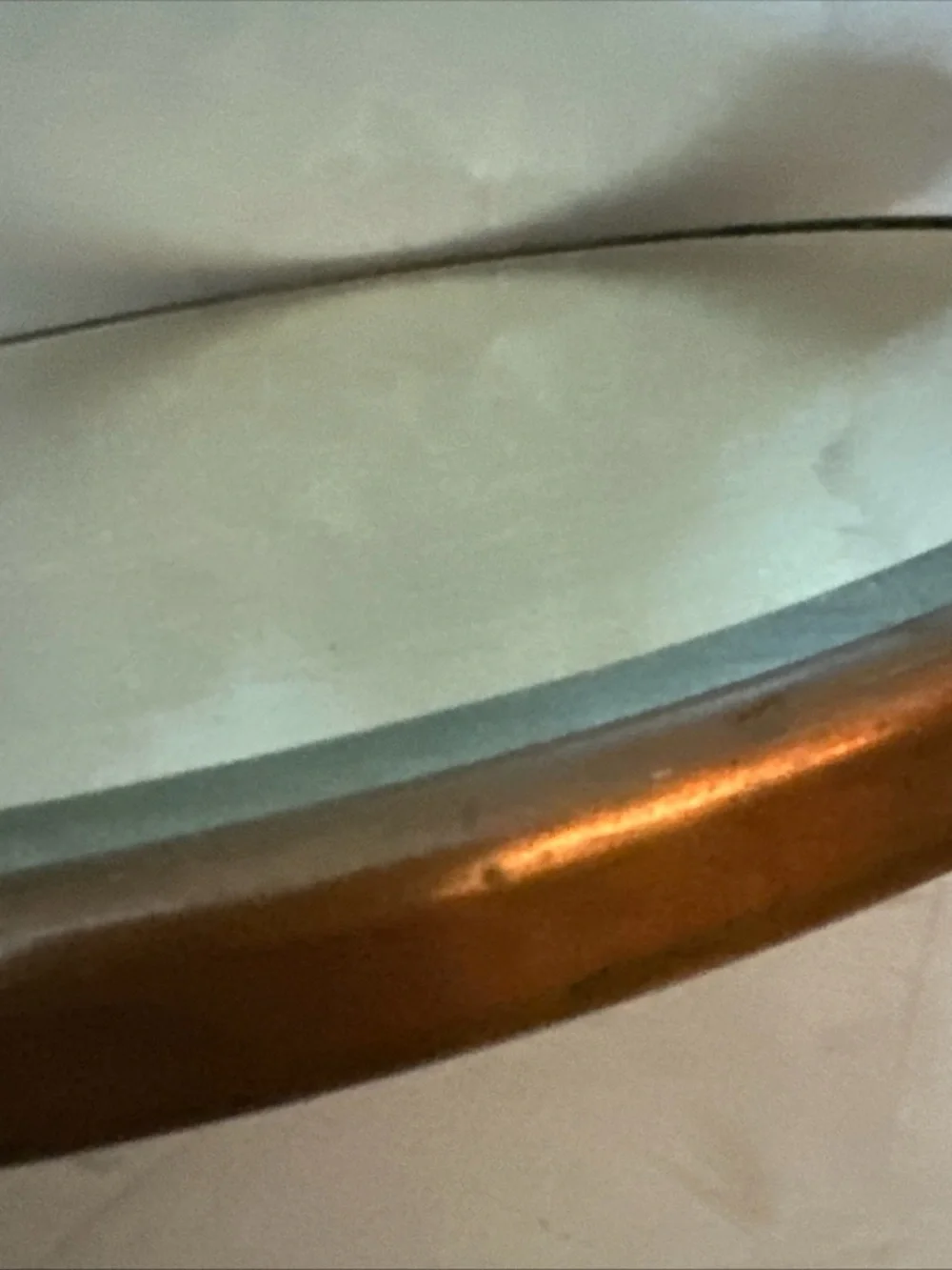 Antique COPPER Mirror Plateau with Raised Feet and Beveled Edge